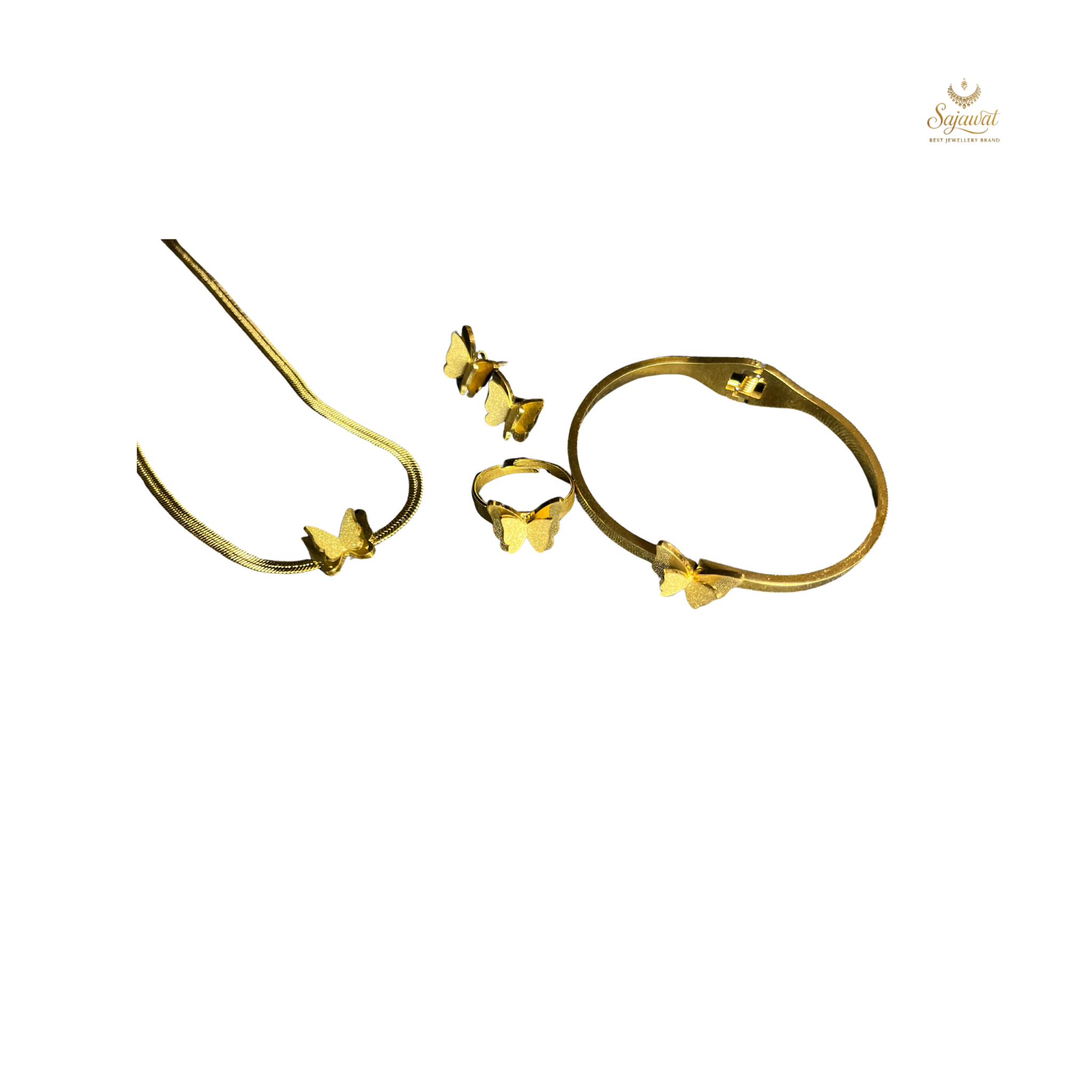 Elegant Butterfly Jewellery Set – Necklace, Ring, Chain, Locket & Bracelet |