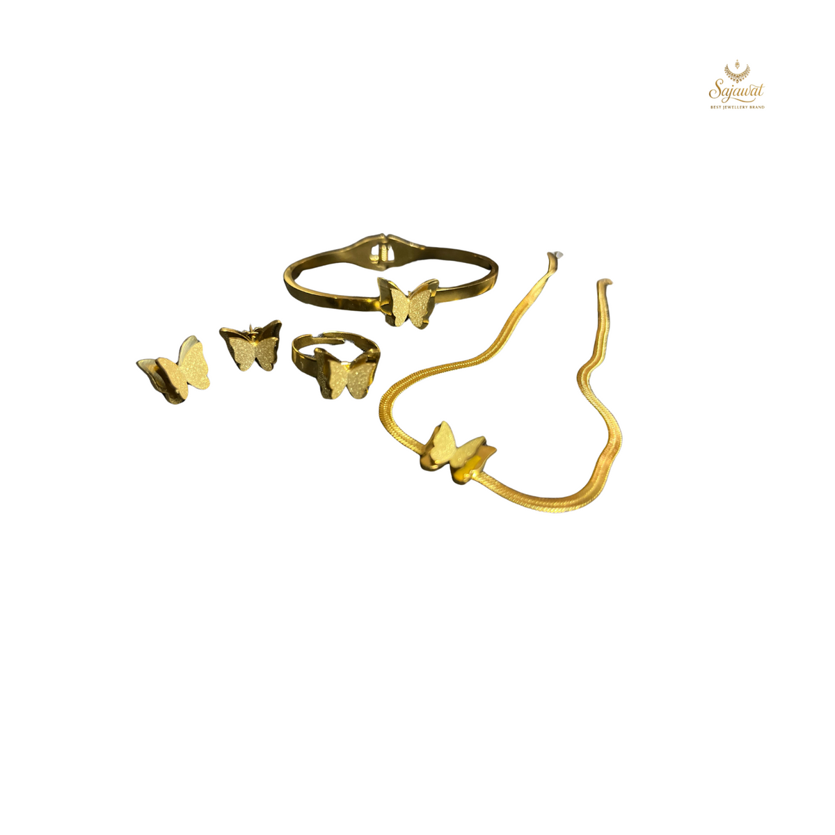 Elegant Butterfly Jewellery Set – Necklace, Ring, Chain, Locket & Bracelet |