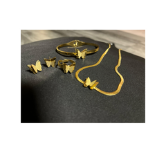 Elegant Butterfly Jewellery Set – Necklace, Ring, Chain, Locket & Bracelet |